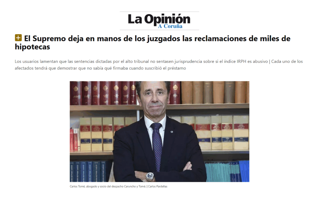 El Supremo devuelve a los juzgados las reclamaciones por hipotecas vinculadas al IRPH